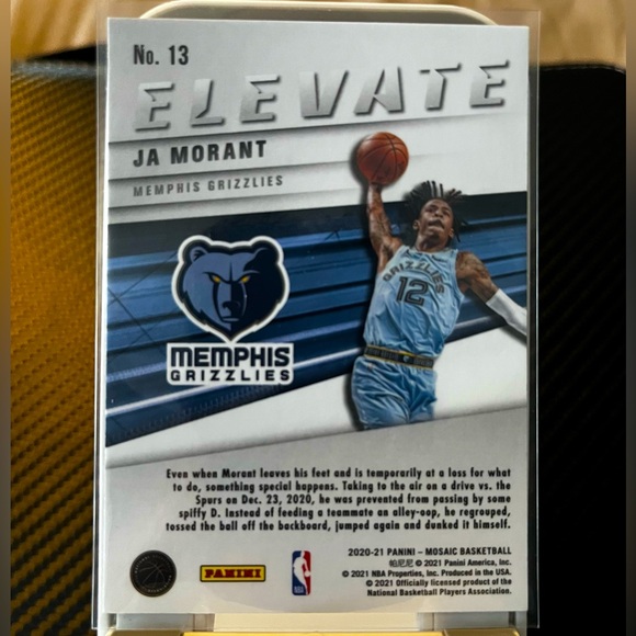 JA MORANT 20-21 PANINI MOSAIC ELEVATE #13 NBA BASKETBALL CARD MEMPHIS GRIZZLIES - Picture 2 of 3